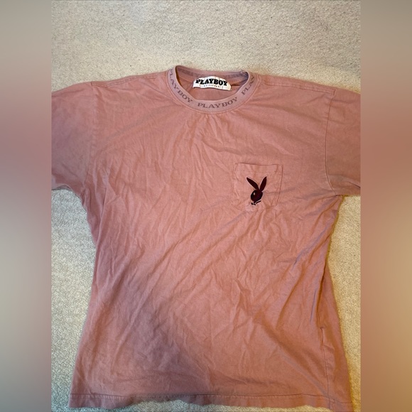 Playboy Pink Graphic Logo Short Sleeve Men T-Shirt Size Medium Runs Small - Picture 1 of 5